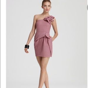 BCBGMAXAZRIA Women’s one shoulder ruffle dress